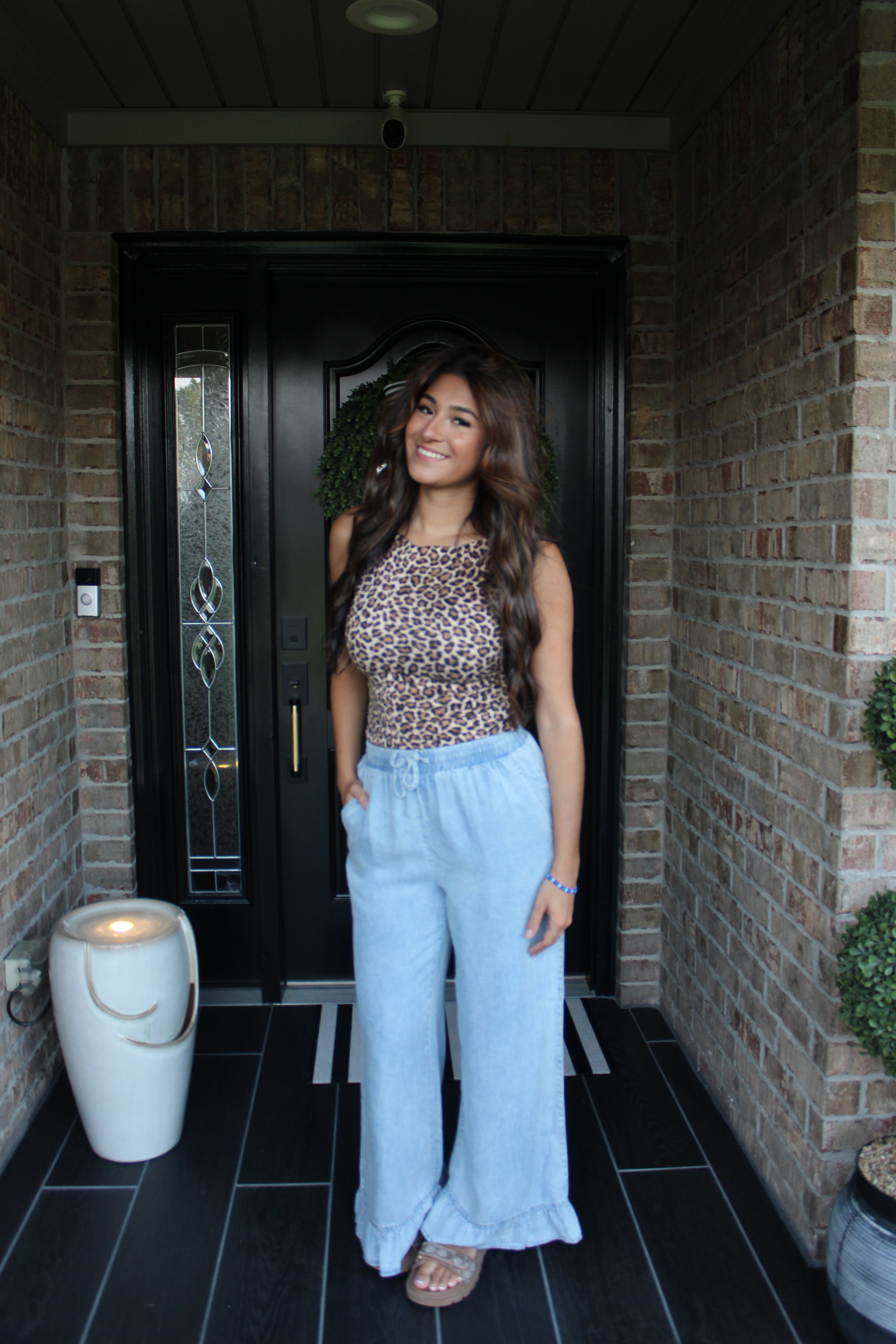 Denim Ruffle Pants